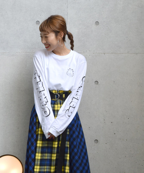 w closet（ダブルクローゼット）の「チェック柄パネル切替ロングスカート_（スカート・レディース・ブルー/ブラック/レッド・FREE）」の12枚目の写真