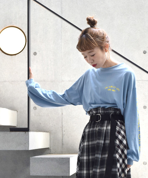 w closet（ダブルクローゼット）の「チェック柄パネル切替ロングスカート_（スカート・レディース・ブルー/ブラック/レッド・FREE）」の16枚目の写真