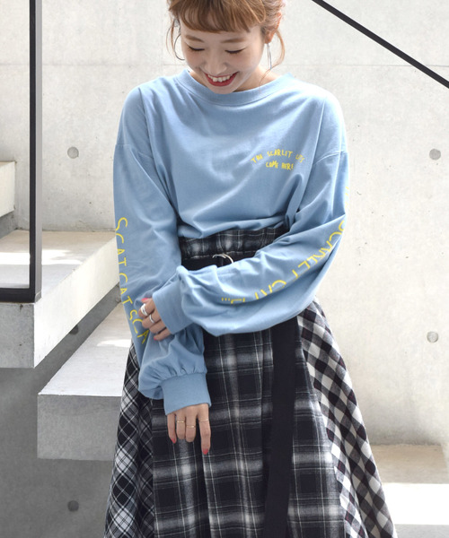 w closet（ダブルクローゼット）の「チェック柄パネル切替ロングスカート_（スカート・レディース・ブルー/ブラック/レッド・FREE）」の10枚目の写真