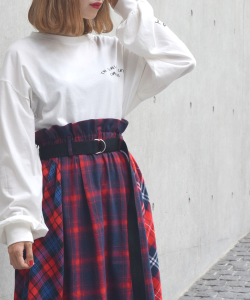 w closet（ダブルクローゼット）の「チェック柄パネル切替ロングスカート_（スカート・レディース・ブルー/ブラック/レッド・FREE）」の22枚目の写真