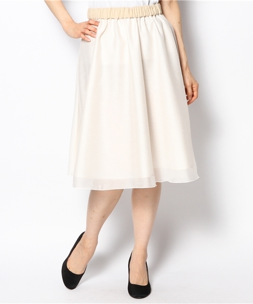 green label relaxing（グリーンレーベルリラクシング）の「GC ボイルシャンタンスカート（スカート・レディース・オフホワイト/ネイビー・フリー）」の3枚目の写真