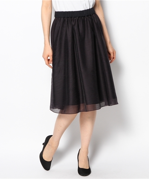 green label relaxing（グリーンレーベルリラクシング）の「GC ボイルシャンタンスカート（スカート・レディース・オフホワイト/ネイビー・フリー）」の4枚目の写真