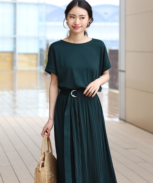 Bou Jeloud（ブージュルード）の「【WEB限定】楽な着心地で綺麗見え◆ベルト付プリーツカットマキシワンピース（ワンピース・レディース・グリーン/キャメル/ブラック/ブラウン・FREE）」の15枚目の写真