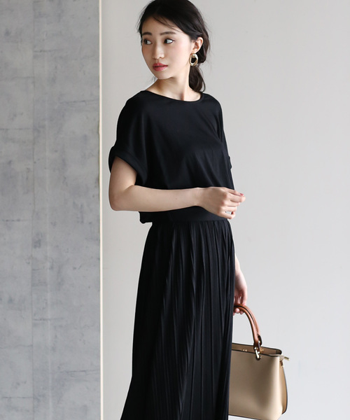 Bou Jeloud（ブージュルード）の「【WEB限定】楽な着心地で綺麗見え◆ベルト付プリーツカットマキシワンピース（ワンピース・レディース・グリーン/キャメル/ブラック/ブラウン・FREE）」の18枚目の写真