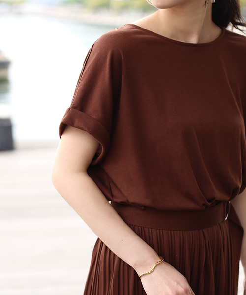 Bou Jeloud（ブージュルード）の「【WEB限定】楽な着心地で綺麗見え◆ベルト付プリーツカットマキシワンピース（ワンピース・レディース・グリーン/キャメル/ブラック/ブラウン・FREE）」の22枚目の写真