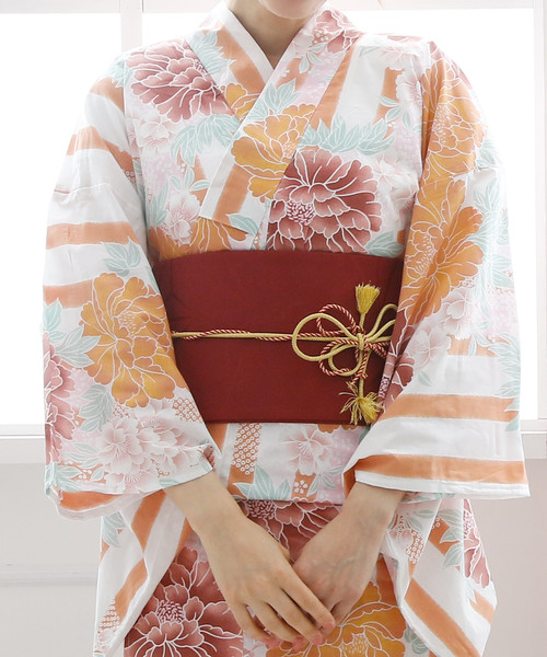 オンライン体験ツアー みやこ牡丹 2点セット 浴衣 作り帯 レディース 浴衣 浴衣 Pourvous プールヴー のファッション Web限定 Arenatheatre Net