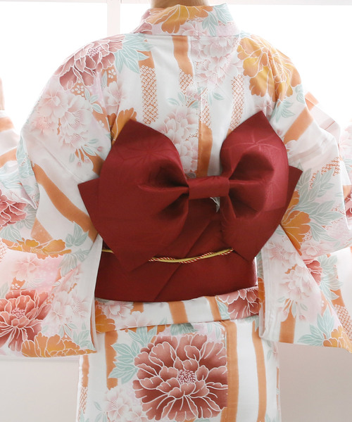 オンライン体験ツアー みやこ牡丹 2点セット 浴衣 作り帯 レディース 浴衣 浴衣 Pourvous プールヴー のファッション Web限定 Arenatheatre Net