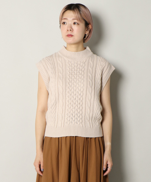 notch.（ノッチ）の「バックリボンニットベスト（ベスト・レディース・チャコールグレー/ベージュ/オフホワイト・M）」の10枚目の写真