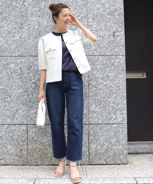 Pierrot（ピエロ）の「カットオフデニム（デニムパンツ・レディース・ブルー/ネイビー・S/M/L）」の4枚目の写真