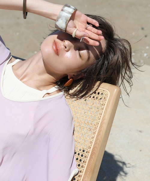 select MOCA（セレクトモカ）の「ウッドストーンピアス（ピアス（両耳用）・レディース・ブラウン/アイボリー/ライトブラウン・FREE）」の18枚目の写真