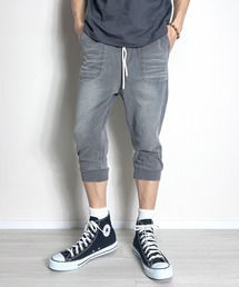 BEATJIVE（ビートジャイブ）の「クロップドパンツ 7分丈 カットデニム デニムパンツ アンクルパンツ ジョガーパンツ スウェットパンツ スリム スキニー ストレッチ メンズ 夏服（デニムパンツ）」