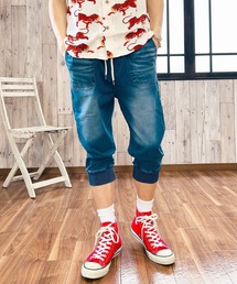 クロップドパンツ 7分丈 カットデニム デニムパンツ アンクルパンツ ジョガーパンツ スウェットパンツ スリム スキニー ストレッチ メンズ 夏服
