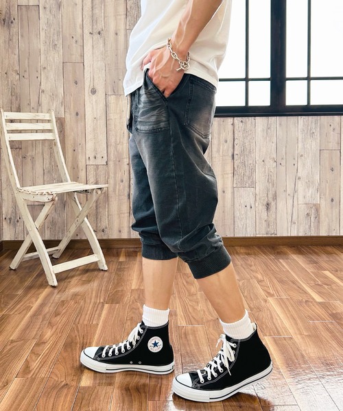 BEATJIVE(ビートジャイブ)の「クロップドパンツ 7分丈 カットデニム デニムパンツ アンクルパンツ ジョガーパンツ スウェットパンツ スリム スキニー ストレッチ メンズ 夏服(デニムパンツ・メンズ・ネイビー/ブルー/インディゴブルー/ブラック/ブラック系その他・3/2/1)」の19枚目の写真