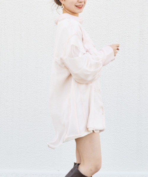 Chico（チコ）の「箔プリントシアーブロッキングシャツ/オーガンジーシャツ（シャツ/ブラウス・レディース・ブラウン/ベビーピンク/オレンジ・FREE）」の10枚目の写真