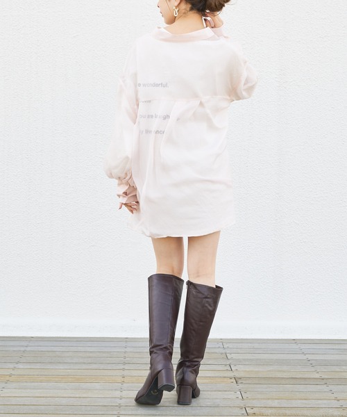 Chico（チコ）の「箔プリントシアーブロッキングシャツ/オーガンジーシャツ（シャツ/ブラウス・レディース・ブラウン/ベビーピンク/オレンジ・FREE）」の13枚目の写真