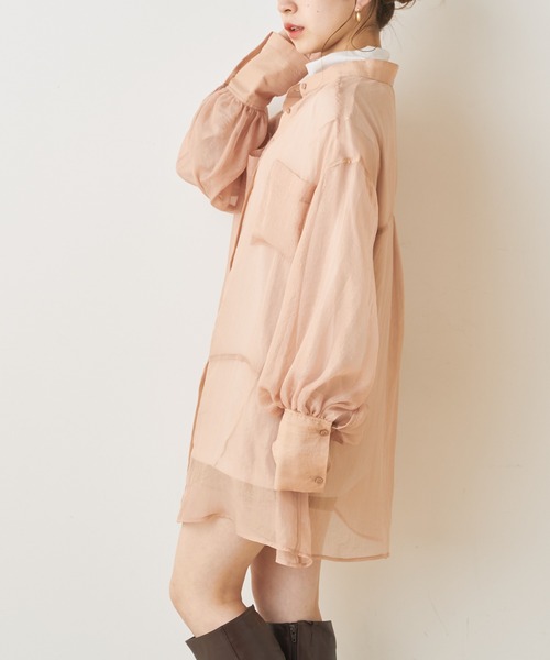 Chico（チコ）の「箔プリントシアーブロッキングシャツ/オーガンジーシャツ（シャツ/ブラウス・レディース・ブラウン/ベビーピンク/オレンジ・FREE）」の20枚目の写真