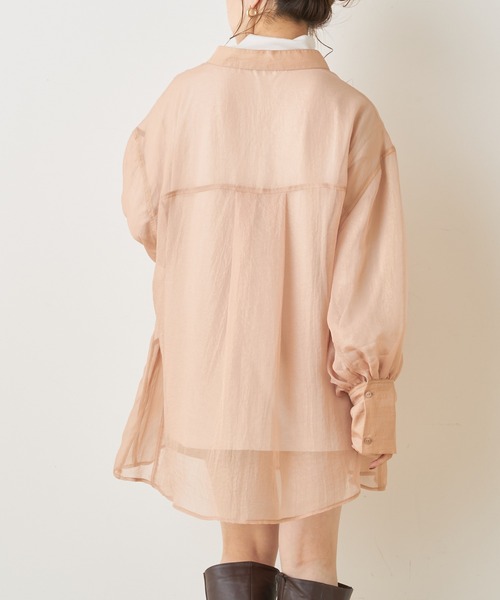 Chico（チコ）の「箔プリントシアーブロッキングシャツ/オーガンジーシャツ（シャツ/ブラウス・レディース・ブラウン/ベビーピンク/オレンジ・FREE）」の21枚目の写真