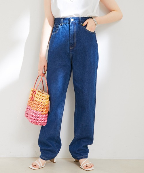 vis-`a-vis（ビサビ）の「ツイル＆デニムストレートパンツ（デニムパンツ・レディース・ブラック/ホワイト/ホワイト系その他5/ネイビー/サックスブルー/ピンク/パープル/グリーン系その他・L/M/S/SS）」の5枚目の写真