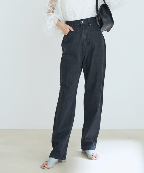 vis-`a-vis（ビサビ）の「ツイル＆デニムストレートパンツ（デニムパンツ・レディース・ブラック/ホワイト/ホワイト系その他5/ネイビー/サックスブルー/ピンク/パープル/グリーン系その他・L/M/S/SS）」の3枚目の写真