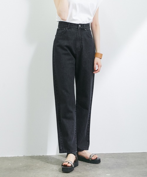 vis-`a-vis（ビサビ）の「ツイル＆デニムストレートパンツ（デニムパンツ・レディース・ブラック/ホワイト/ホワイト系その他5/ネイビー/サックスブルー/ピンク/パープル/グリーン系その他・L/M/S/SS）」の18枚目の写真