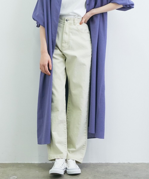 vis-`a-vis（ビサビ）の「ツイル＆デニムストレートパンツ（デニムパンツ・レディース・ブラック/ホワイト/ホワイト系その他5/ネイビー/サックスブルー/ピンク/パープル/グリーン系その他・L/M/S/SS）」の19枚目の写真