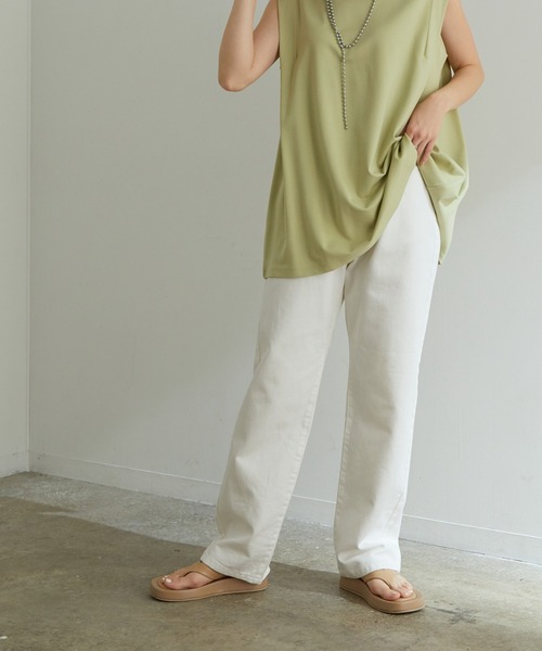 vis-`a-vis（ビサビ）の「ツイル＆デニムストレートパンツ（デニムパンツ・レディース・ブラック/ホワイト/ホワイト系その他5/ネイビー/サックスブルー/ピンク/パープル/グリーン系その他・L/M/S/SS）」の20枚目の写真