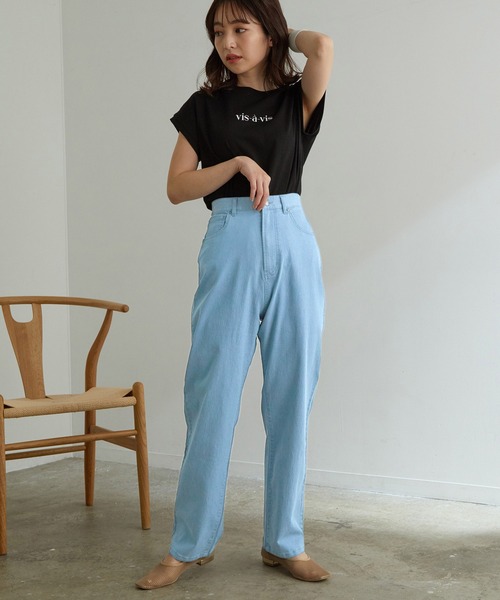 vis-`a-vis（ビサビ）の「ツイル＆デニムストレートパンツ（デニムパンツ・レディース・ブラック/ホワイト/ホワイト系その他5/ネイビー/サックスブルー/ピンク/パープル/グリーン系その他・L/M/S/SS）」の10枚目の写真