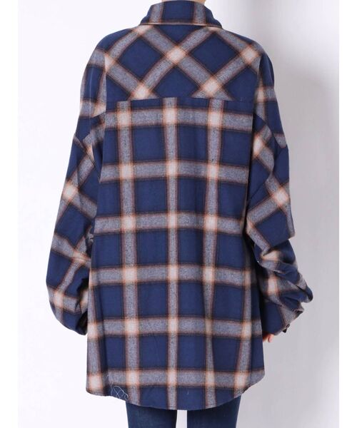 GYDA（ジェイダ）の「ボリュームスリーブBIGチェックシャツ（シャツ/ブラウス・レディース・ネイビー/オフホワイト/マスタード・FREE）」の18枚目の写真