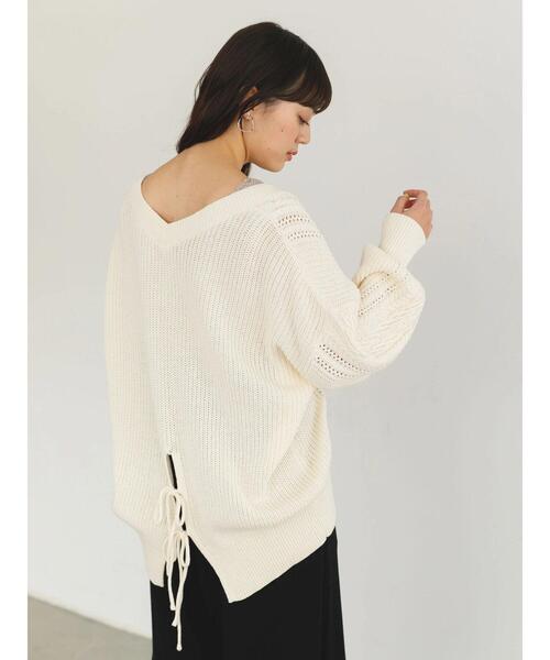 SLURR（スラ―）の「バックリボン透カシケーブルパフSLカーディガン（カーディガン/ボレロ・レディース・オフホワイト/ピンク系その他/ブルー系その他7・FREE）」の10枚目の写真