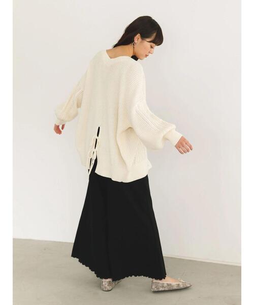 SLURR（スラ―）の「バックリボン透カシケーブルパフSLカーディガン（カーディガン/ボレロ・レディース・オフホワイト/ピンク系その他/ブルー系その他7・FREE）」の13枚目の写真