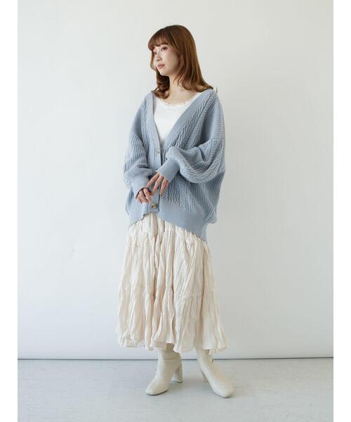 SLURR（スラ―）の「バックリボン透カシケーブルパフSLカーディガン（カーディガン/ボレロ・レディース・オフホワイト/ピンク系その他/ブルー系その他7・FREE）」の17枚目の写真