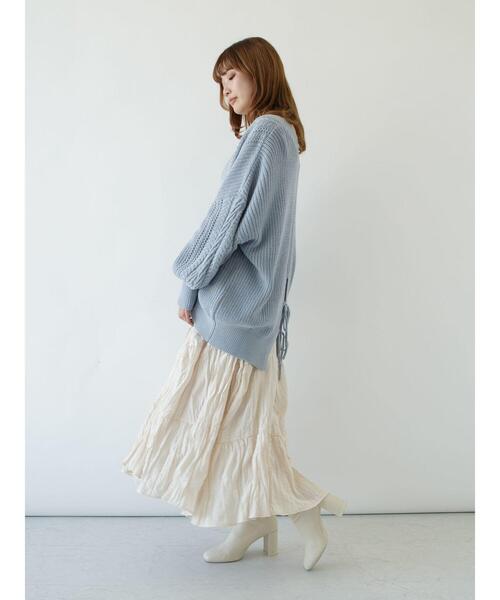 SLURR（スラ―）の「バックリボン透カシケーブルパフSLカーディガン（カーディガン/ボレロ・レディース・オフホワイト/ピンク系その他/ブルー系その他7・FREE）」の18枚目の写真