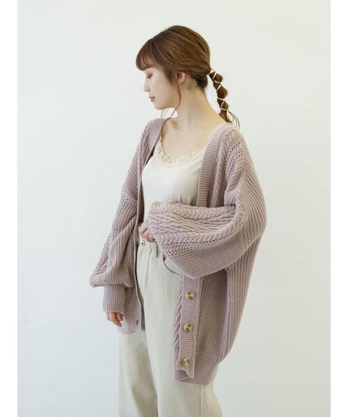 SLURR（スラ―）の「バックリボン透カシケーブルパフSLカーディガン（カーディガン/ボレロ・レディース・オフホワイト/ピンク系その他/ブルー系その他7・FREE）」の19枚目の写真