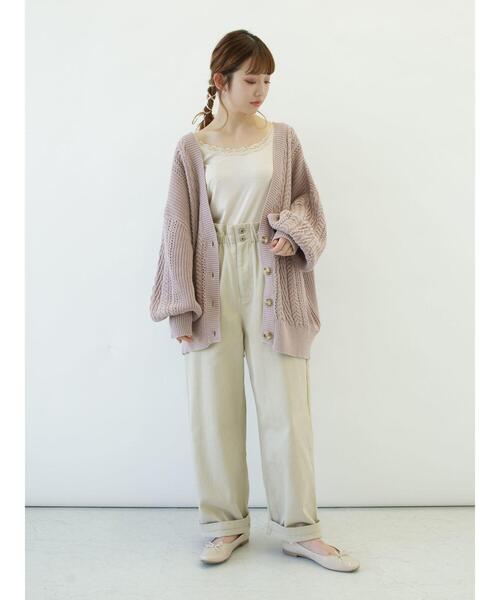 SLURR（スラ―）の「バックリボン透カシケーブルパフSLカーディガン（カーディガン/ボレロ・レディース・オフホワイト/ピンク系その他/ブルー系その他7・FREE）」の20枚目の写真