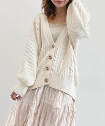 SLURR | バックリボン透カシケーブルパフSLカーディガン(カーディガン/ボレロ)