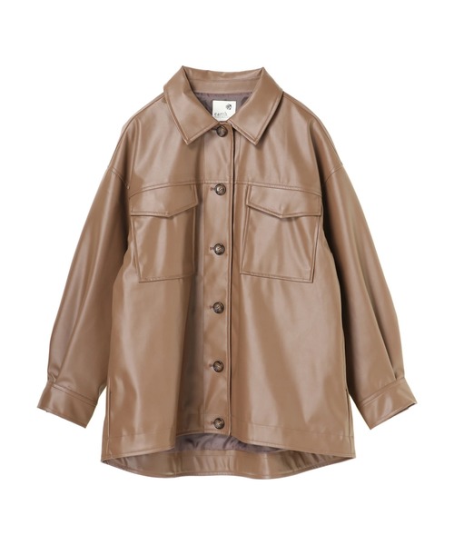 美品　Vintage ECOレザーシャツジャケット セール】フェイクレザーCPOシャツジャケット ＊（ミリタリー