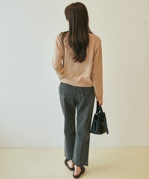 me+em select(ミームセレクト)の「ラインカットオフハイウエストデニムパンツ(デニムパンツ・レディース・ライトブルー/ブルー/ダークブルー・SMALL/MEDIUM/LARGE)」の16枚目の写真