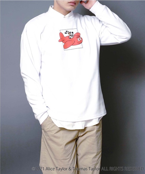 LB/S (エルビーエス)の「【BARBAPAPA/バーバパパ】ポンチTトレーナー ロンT ユニセックス 袖プリント(Tシャツ/カットソー・メンズ・ホワイト/ブラック/ベージュ/ベージュ系その他・MEDIUM/LARGE)」の2枚目の写真