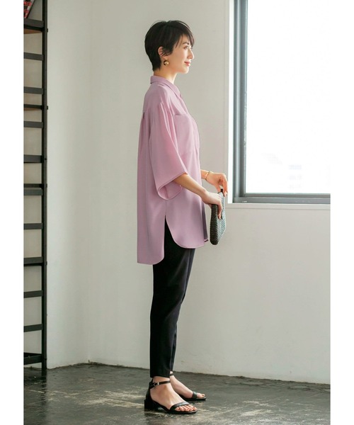 STYLE DELI（スタイルデリ）の「ワイドスリーブとろみシャツ（シャツ/ブラウス・レディース・オフホワイト/ベージュ/ピンク・FREE）」の4枚目の写真