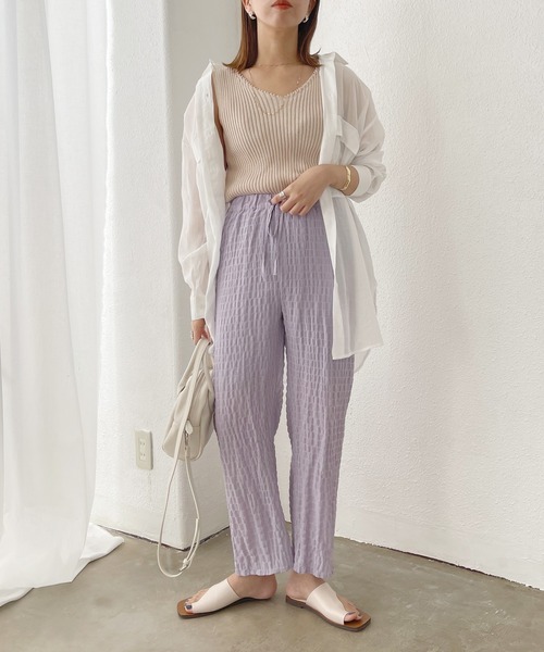 Shelly island（シェリーアイランド）の「BIGポケットシアーオーバーシャツ（シャツ/ブラウス・レディース・ホワイト/ライトグレー/イエロー・M）」の7枚目の写真