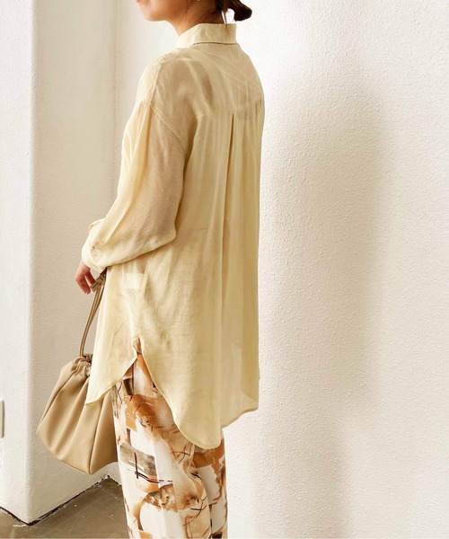 Shelly island（シェリーアイランド）の「BIGポケットシアーオーバーシャツ（シャツ/ブラウス・レディース・ホワイト/ライトグレー/イエロー・M）」の16枚目の写真