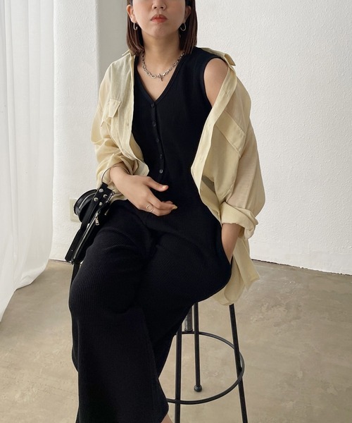 Shelly island（シェリーアイランド）の「BIGポケットシアーオーバーシャツ（シャツ/ブラウス・レディース・ホワイト/ライトグレー/イエロー・M）」の18枚目の写真