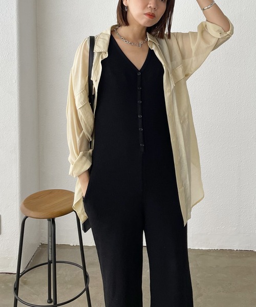 Shelly island（シェリーアイランド）の「BIGポケットシアーオーバーシャツ（シャツ/ブラウス・レディース・ホワイト/ライトグレー/イエロー・M）」の20枚目の写真