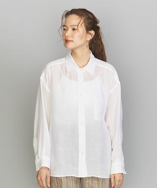 BEAUTY&YOUTH UNITED ARROWS（ビューティーアンドユースユナイテッドアローズ）の「BY TRADITIONAL 麻カシュクールレギュラーシャツ -2WAY-（シャツ/ブラウス・レディース・ブラック/ホワイト/ピンク/コバルトブルー・FREE）」の6枚目の写真