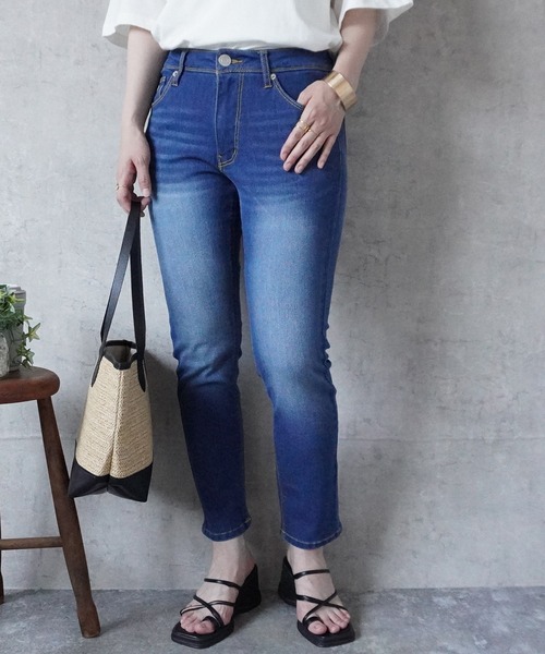 SELECT LEVERY(セレクトリベリー)の「(W.heart)スタイルアップスキニーデニムパンツ(デニムパンツ・レディース・インディゴブルー/ブルー/ネイビー/ワンウォッシュ/ライトブルー/ブラック/オフホワイト・MEDIUM/X-LARGE/SMALL/LARGE)」の15枚目の写真