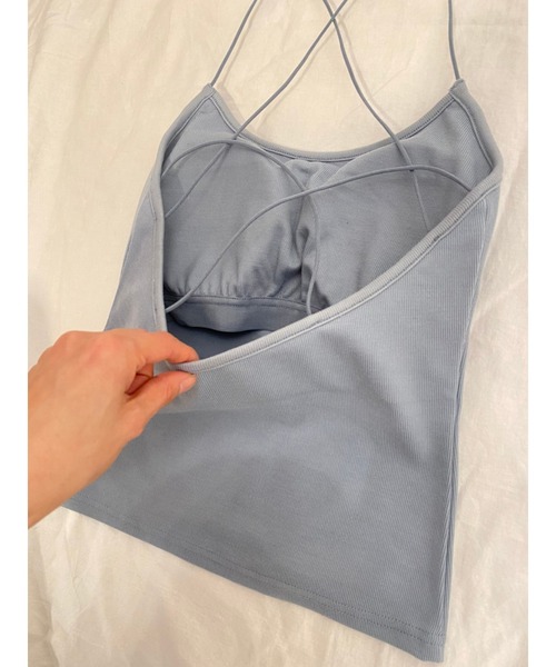 Vicente（ヴィセンテ）の「Back cross camisole　【カップ付き】（キャミソール・レディース・ブラック/ベージュ/ブルー・FREE）」の11枚目の写真