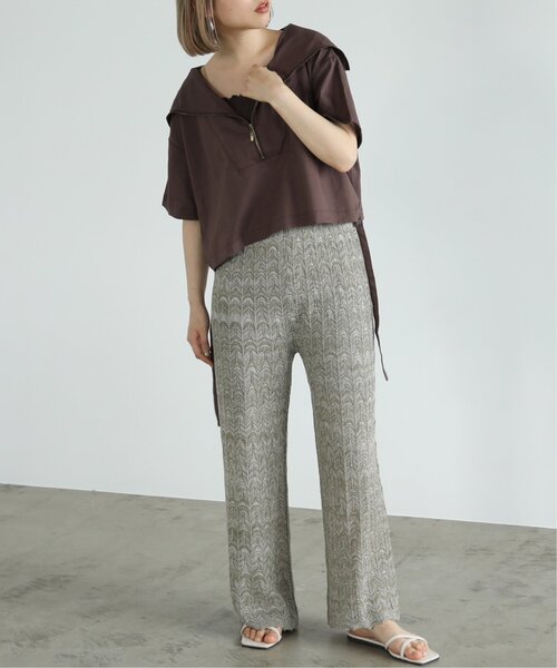 RAY CASSIN(レイカズン)の「メランジ透かし編みニットパンツ(その他パンツ・レディース・カーキ/キャメル/キナリ・FREE)」の5枚目の写真