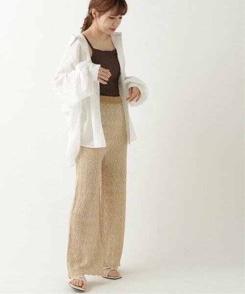 RAY CASSIN(レイカズン)の「メランジ透かし編みニットパンツ(その他パンツ・レディース・カーキ/キャメル/キナリ・FREE)」の14枚目の写真