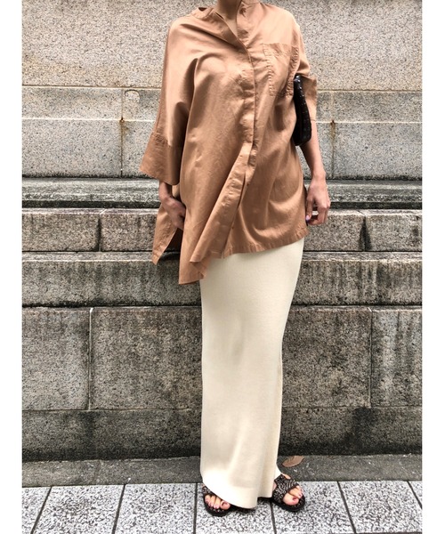 ulu（ウル）の「original Long rib tight skirt（スカート・レディース・ネイビー/クリーム・FREE）」の3枚目の写真