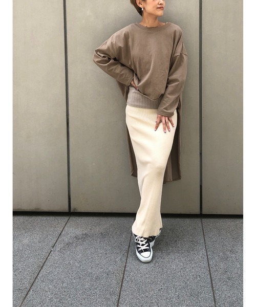 ulu（ウル）の「original Long rib tight skirt（スカート・レディース・ネイビー/クリーム・FREE）」の18枚目の写真